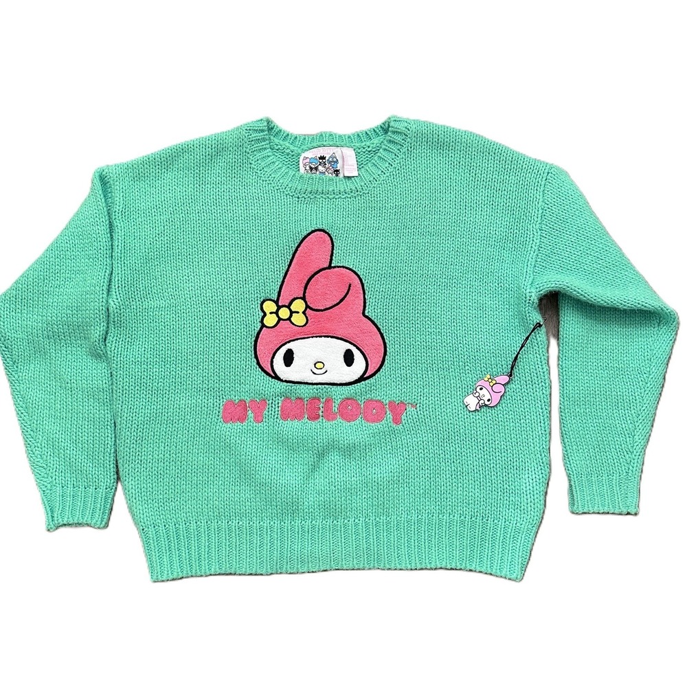 Sanrio My Melody Knit Sweater Mint Green Character Pullover Womens Medium